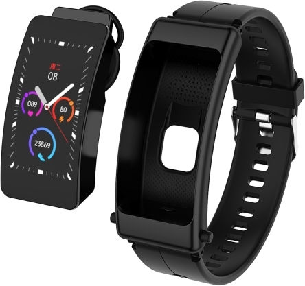 K50 1.08 Inch Silicone Band Earphone Detachable Ip67 Waterproof Smart Watch Support Bluetooth Call Black