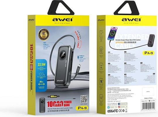 Awei PA-9 Power Bank 10000mAh 22.5W Black view 3