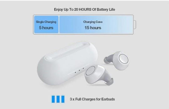 Jabees BNA2 In-ear Bluetooth Handsfree Earphones with Charging Case White view 4