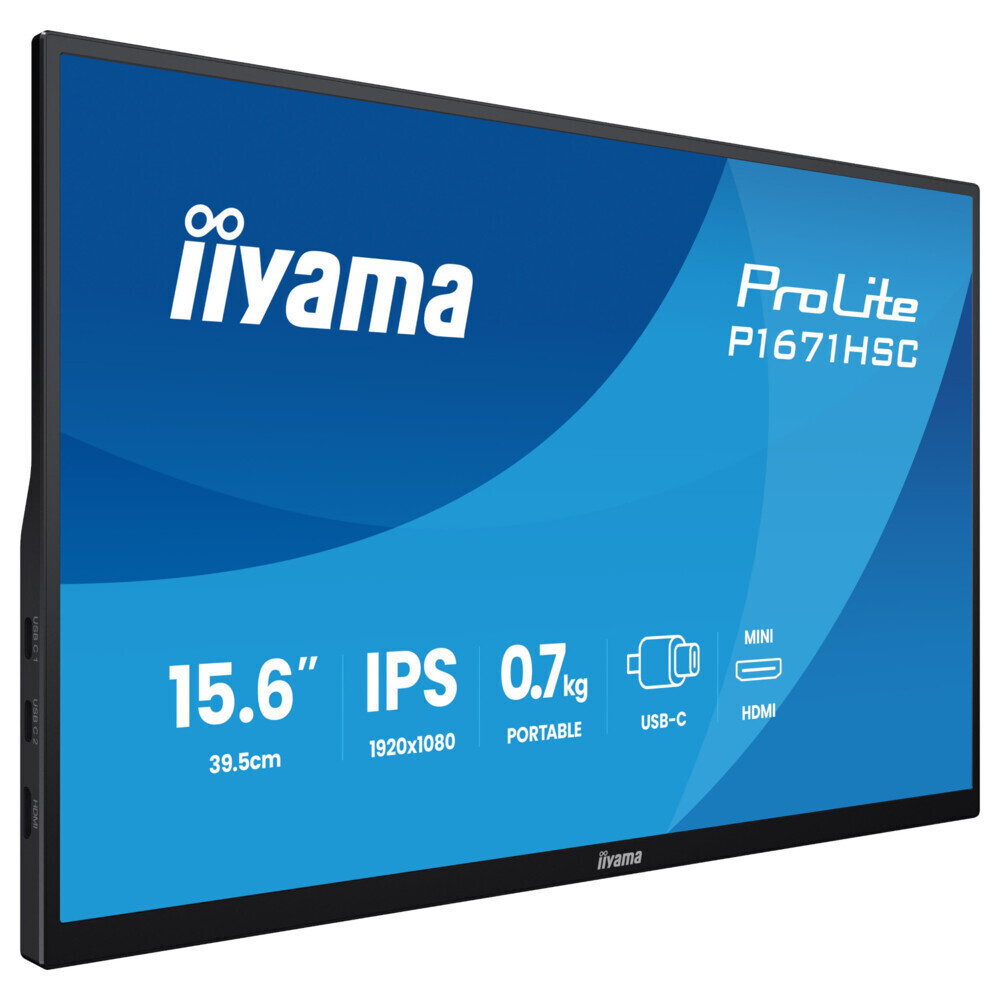 Iiyama ProLite IPS Portable Monitor 15.6" FHD 1920x1080 with Response Time 3ms GTG Gray view 5