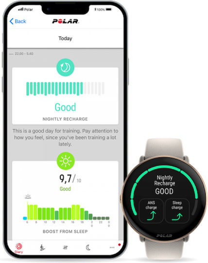 Polar Ignite 3 43mm Waterproof Smartwatch with Heart Rate Monitor (Greige Sand) vue 3
