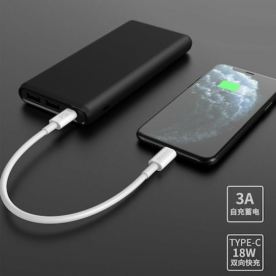 Dudao K12PQ Power Bank 10000mAh with 2 USB-A Ports and USB-C Port Power Delivery / Quick Charge 3.0 Black view 3