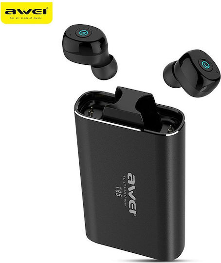 Awei T85 In-ear Bluetooth Handsfree Earphones with Sweat Resistance and Charging Case Black