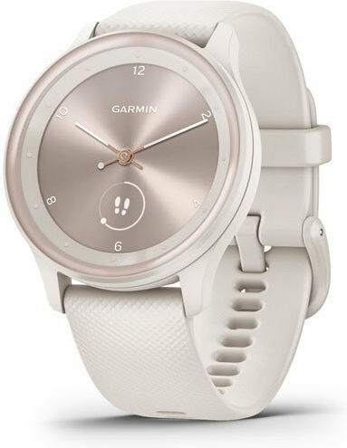 Garmin Vivomove Sport 40mm Waterproof Smartwatch with Heart Rate Monitor (Ivory Case and Silicone Band with Peach Gold Accents) view 2