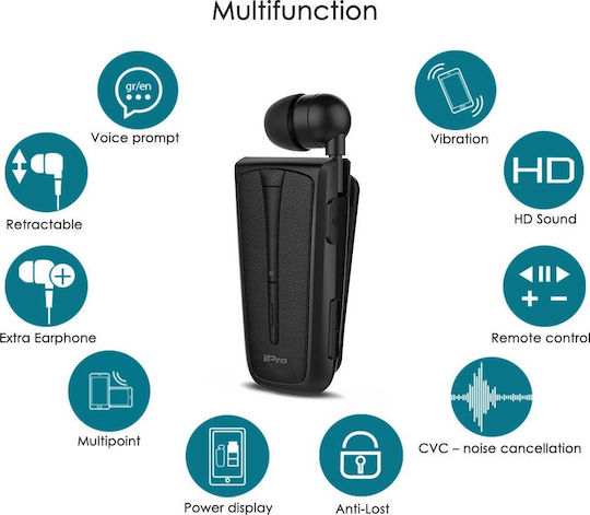 iPro RH219s In-ear Bluetooth Handsfree Earphones Black view 8
