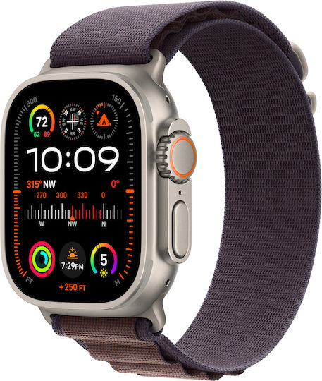 Apple Watch Ultra 2 Titanium 49mm Waterproof with eSIM and Heart Rate Monitor (Indigo Alpine Loop - Large) view 9