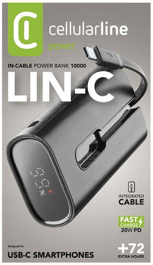 Cellular Line LIN-C Power Bank 10000mAh 20W with USB-C Port Power Delivery Black view 3