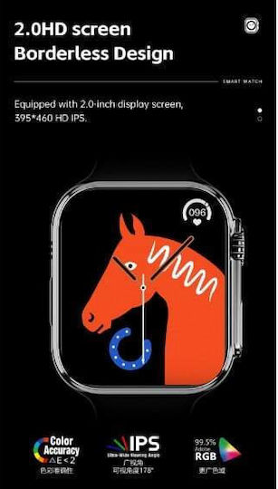 HS8 Plus Smartwatch with Heart Rate Monitor (Black) vue 2