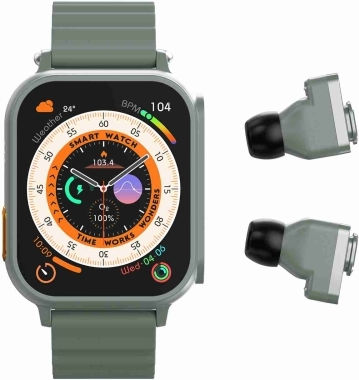 N22 2 In 1 1.96 Inch Hd Display Sport Bluetooth Call Earphone Smart Watch Green