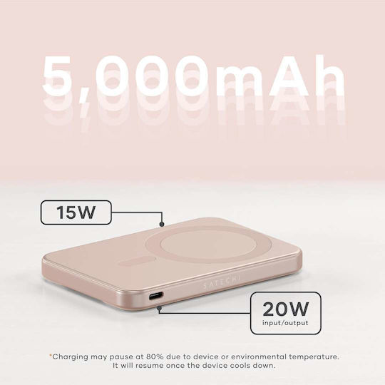 Satechi OntheGo MagSafe Power Bank 5000mAh 15W with USB-C Port Rose Gold view 4