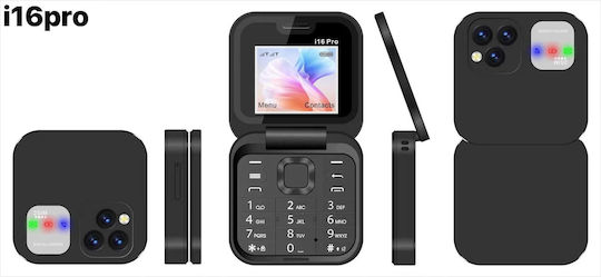 i16 Pro Dual SIM Mobile with Buttons (English Menu) Black view 2