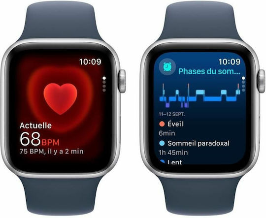 Apple Watch SE 2023 Aluminium 44mm Waterproof with Heart Rate Monitor (Silver with Storm Blue Sport Band) view 3