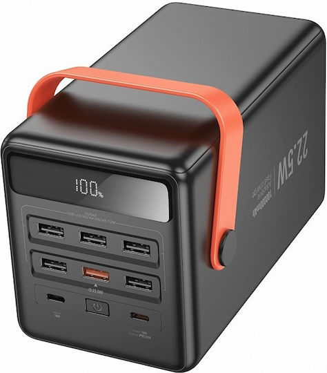 Hoco J142 Power Bank 100000mAh 22.5W with 6 USB-A Ports and 2 USB-C Ports Power Delivery Black vue 4