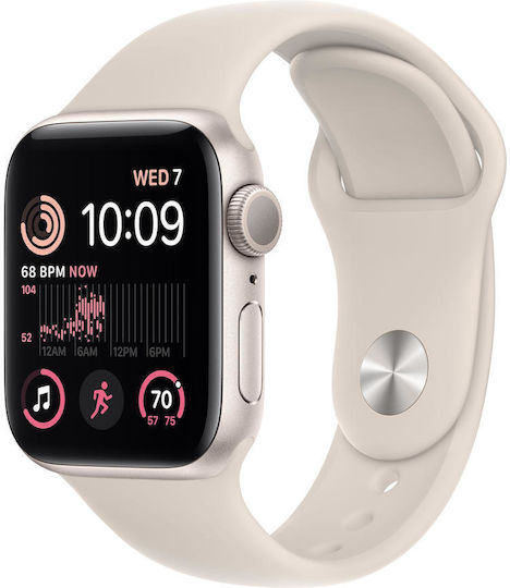 Apple Watch SE 2023 Aluminium 40mm Waterproof with Heart Rate Monitor (Starlight with Starlight Sport Band (M/L)) view 1