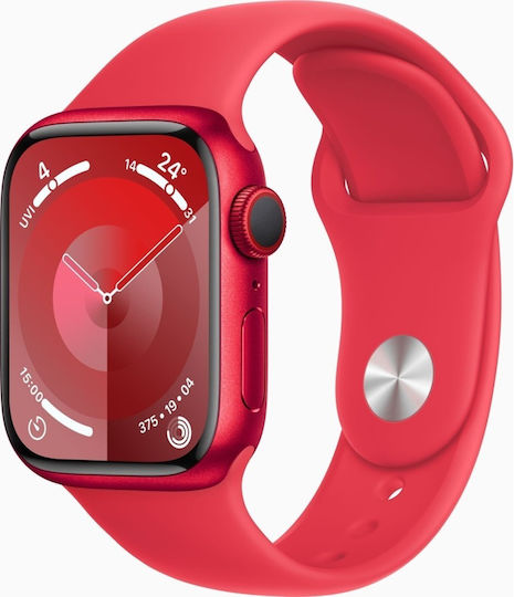 Apple Watch Series 9 Cellular Aluminium 41mm Waterproof with eSIM and Heart Rate Monitor ((PRODUCT)RED Sport Band (M/L)) view 2