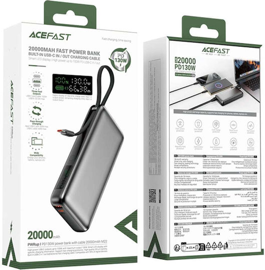 Acefast M22 Power Bank 20000mAh with USB-A Port and USB-C Port Power Delivery Black view 5