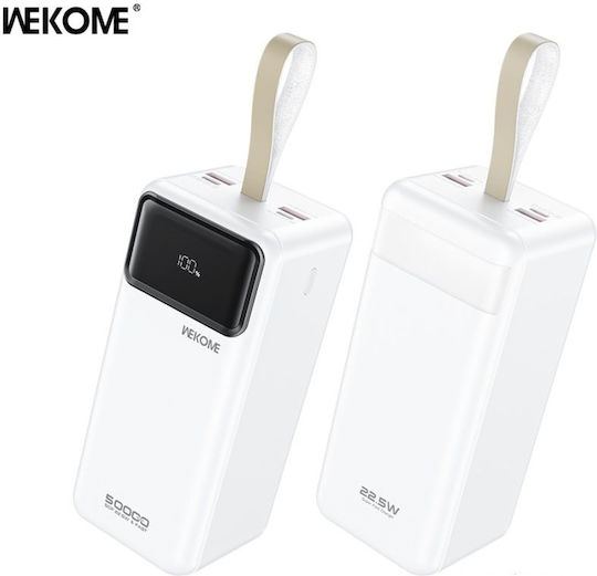 WK WP-75 Power Bank 50000mAh with 2 USB-A Ports and 2 USB-C Ports White vista 3