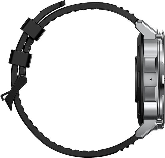 Kospet Tank T2 Waterproof Smartwatch with Heart Rate Monitor (Silver Case, Black Silicone Strap) view 3