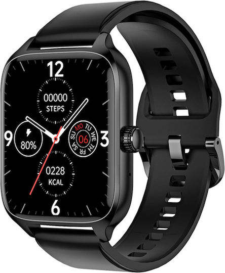Smartwatch Idealstore Xiabest Bluetooth Nfc Voice Assistant Gps Tracking Sports Modes Oxygen Temperature Sensor Wireless Charging Heart Rate Blood Pressure Password Menstrual Reminder Black Silicone Strap