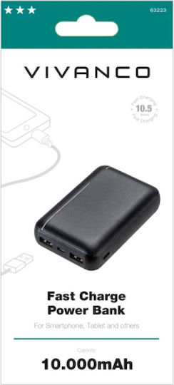 Vivanco PBVV10000BK Power Bank 10000mAh 10.5W with 2 USB-A Ports Black view 4