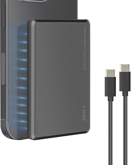 LinQ BW8500 MagSafe Power Bank 8000mAh 20W with USB-C Port Power Delivery Gray