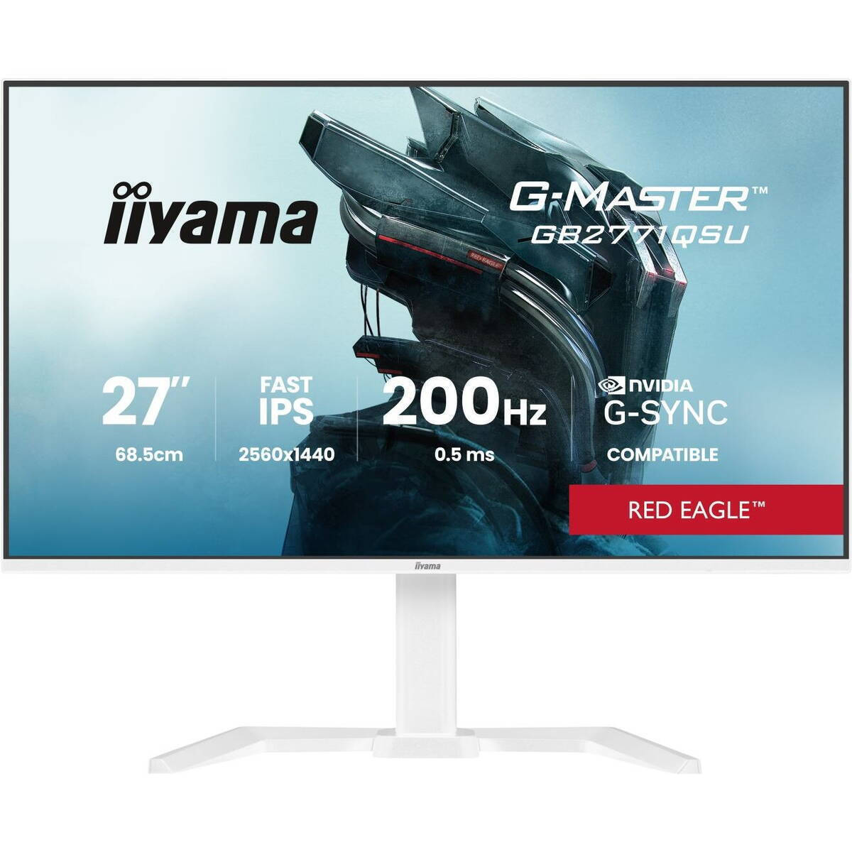 Iiyama G-Master Red Eagle IPS HDR Gaming Monitor 27" QHD 2560x1440 200Hz With Response Time 2ms GTG White view 3