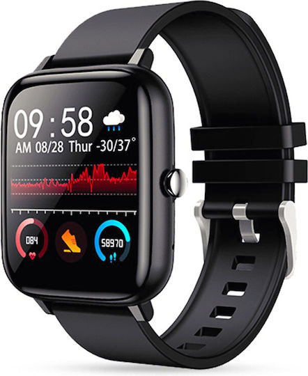 P6 Aluminium 44mm Smartwatch with Heart Rate Monitor (Black)