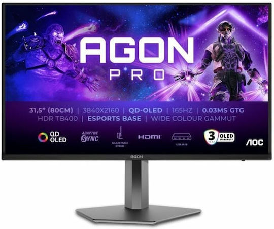 AOC AG326UD QD-OLED HDR Monitor 31.5" 4K 3840x2160 165Hz with Response Time 0.03ms GTG