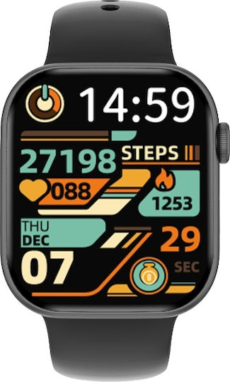 NO.1 DT Watch 10 with Heart Rate Monitor (Black Case / Black Silicone Strap)