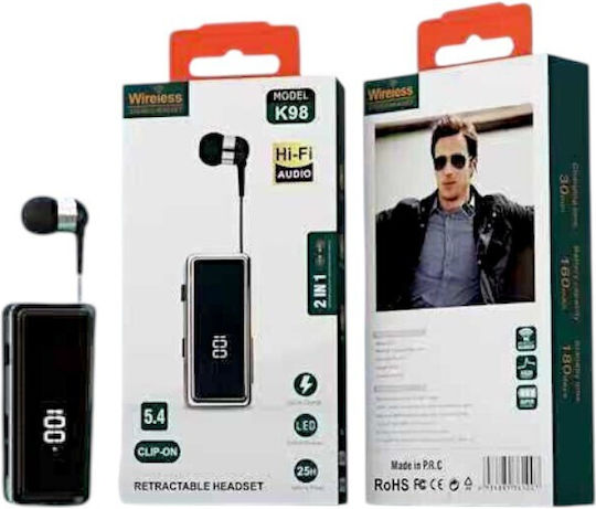 K98 In-ear Bluetooth Handsfree Earphone Lapel Black view 1