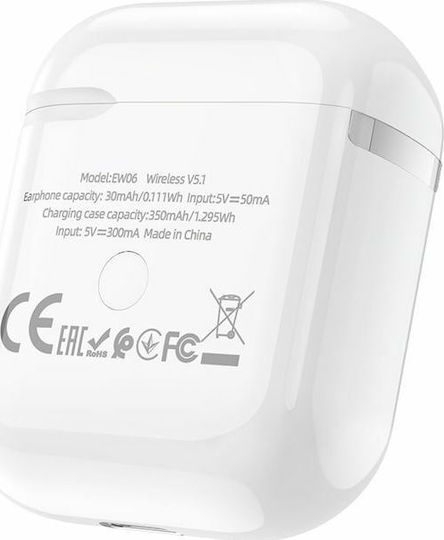 Hoco EW06 In-ear Bluetooth Handsfree Earphones with Charging Case White view 3