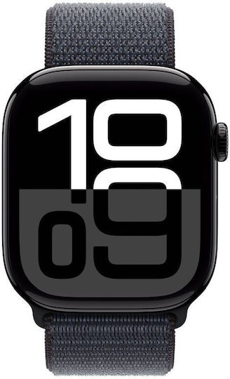 Apple Watch Series 10 without Blood Oxygen Aluminium 42mm Waterproof with Heart Rate Monitor (Jet Black with Ink Sport Loop) vue 2
