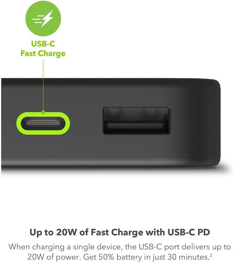 Mophie Powerstation 2023 10000mAh 20W with USB-A Port and USB-C Port Power Delivery Black view 4