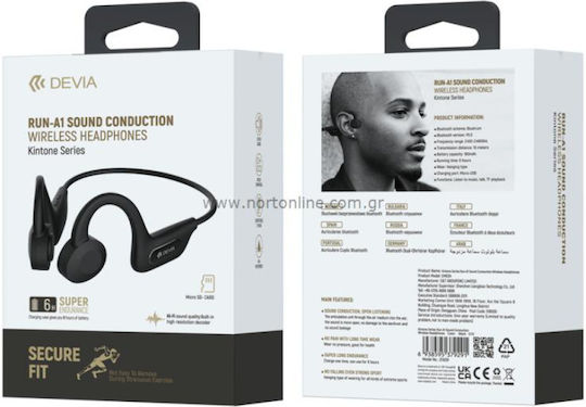 Devia Kintone Run-A1 Bone Conduction Bluetooth Handsfree Earphones Black view 2