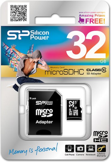 Silicon Power microSDHC 32GB Class 10 High Speed 40MB/s with Adapter view 2