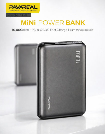 Pavareal G03 Power Bank 10000mah Pd Mini Led Display Usb-c & Usb-a view 2