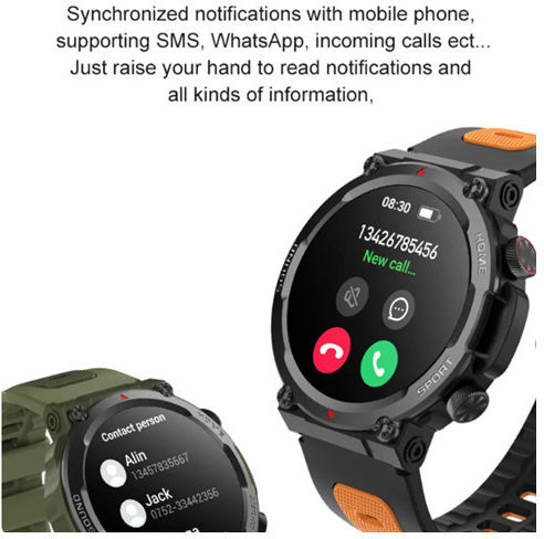 TKY-S56T Smartwatch with Heart Rate Monitor (Black Orange) view 4