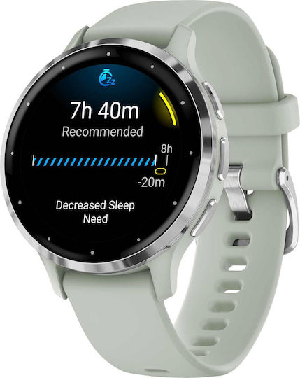 Garmin Venu 3S 41mm Waterproof Smartwatch with Heart Rate Monitor (Silver Stainless Steel Bezel with Sage Gray Case and Silicone Band) view 2