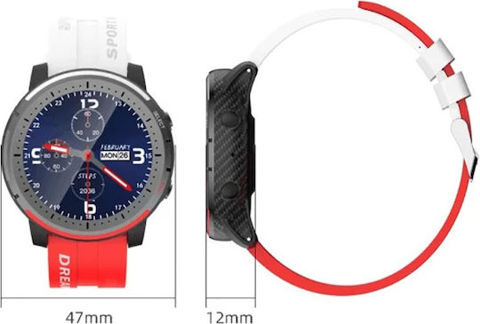 LV 69 47mm Smartwatch with Heart Rate Monitor (Red) view 3