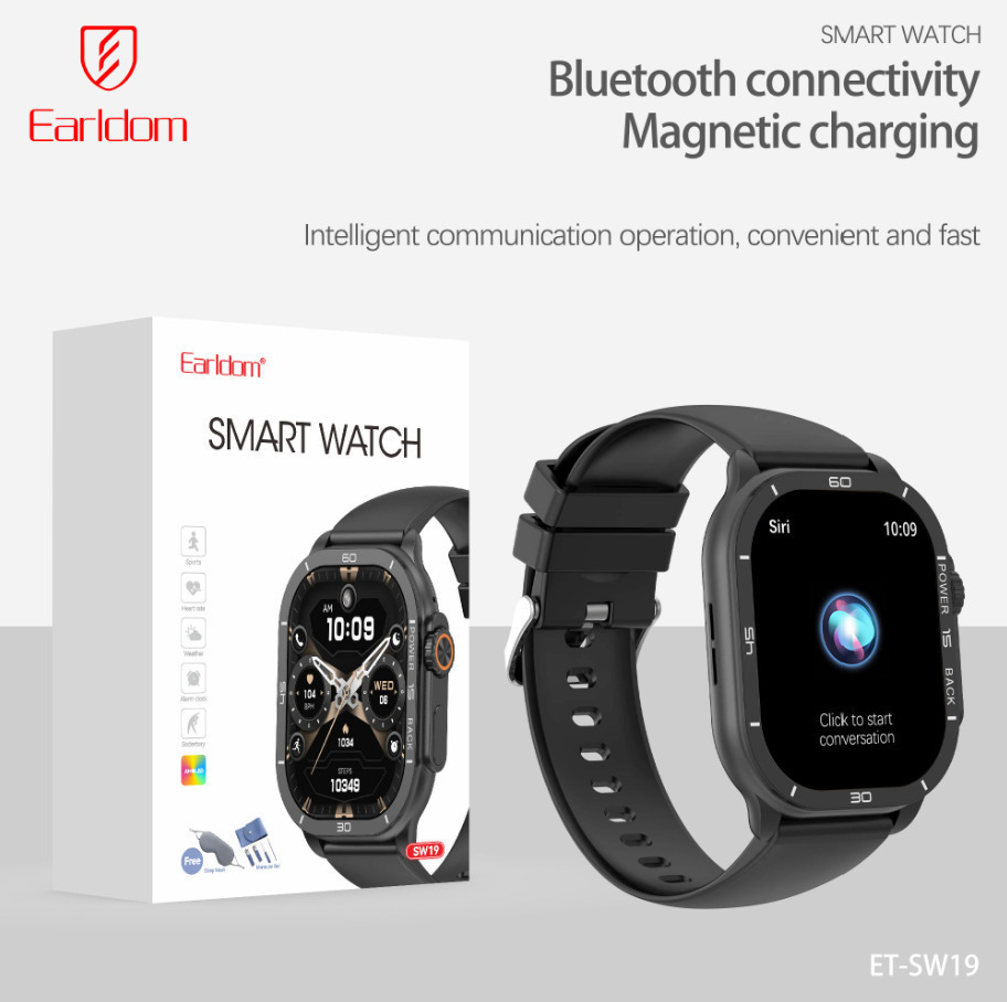 Earldom ET-SW19 Smartwatch with Heart Rate Monitor (Black) view 2