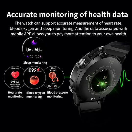 NX9 50mm Smartwatch with Heart Rate Monitor (Black / Khaki) view 4