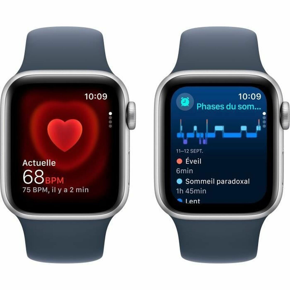 Apple Watch SE 2023 Cellular Aluminum 40mm Waterproof with eSIM and Heart Rate Monitor (Silver with Storm Blue Sport Band - M/L) view 4