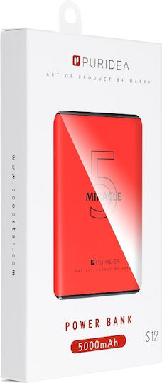 Puridea S12 Power Bank 5000mAh with USB-A Port Red vista 4