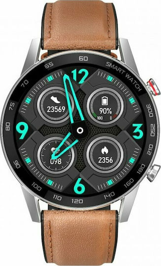 Oromed Smart Fit 4 45mm Smartwatch with Heart Rate Monitor (Black / Brown)