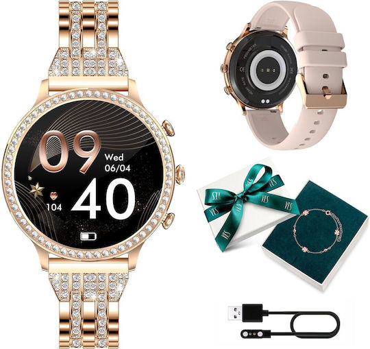 Manta Diamond Lusso + YES Bracelet 43mm Smartwatch with Heart Rate Monitor (Gold) view 2
