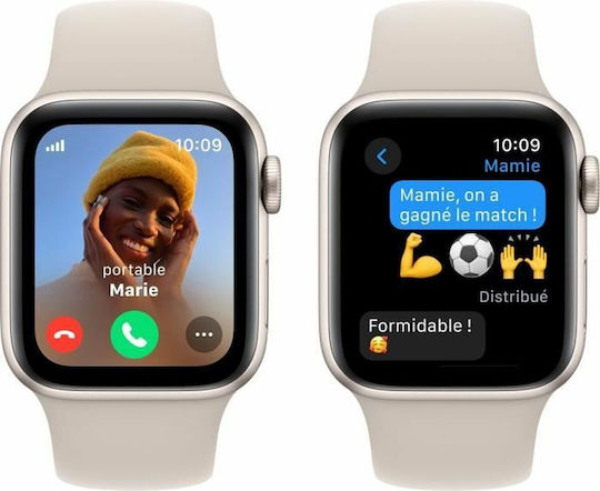 Apple Watch SE 2023 Cellular Aluminium 40mm Waterproof with Heart Rate Monitor (Starlight with Starlight Sport Band (S/M)) view 4