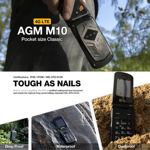 AGM M10 with Charging Base Dual SIM Mobile with Large Buttons Black view 5