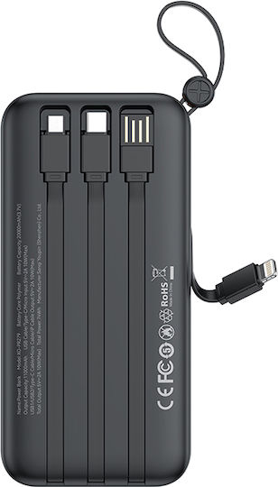 XO PR279 Power Bank 20000mAh 10W with 2 USB-A Ports and USB-C Port Black view 3