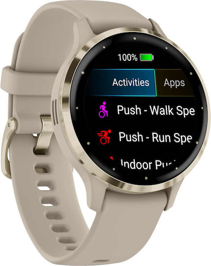 Garmin Venu 3S 41mm Waterproof Smartwatch with Heart Rate Monitor (Soft Gold Stainless Steel Bezel with French Gray Case and Silicone Band) view 3