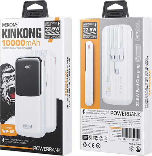 WK WP-65 Power Bank 10000mAh 22.5W Power Delivery White view 3